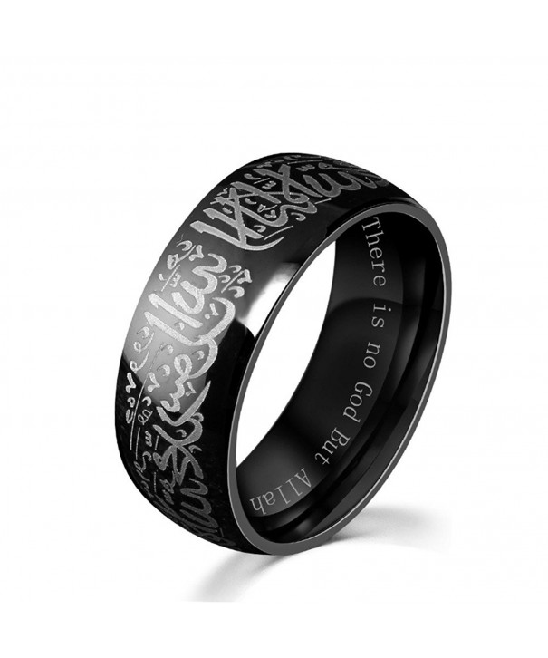 8MM Black & Gold Plated Muslim Jewelery Band with Shahada Stainless ...