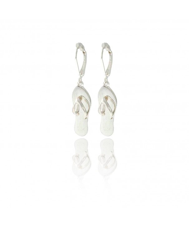 Silver Flip flop Leverback Earrings Island