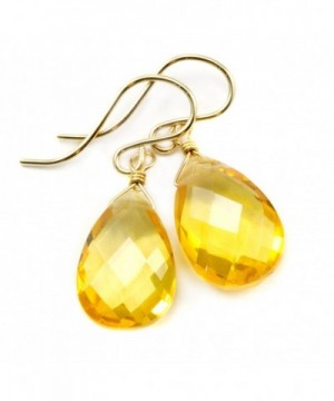 Simulated Citrine Earrings Teardrop Briolette