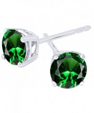 Simulated Emerald Earrings Sterling Silver
