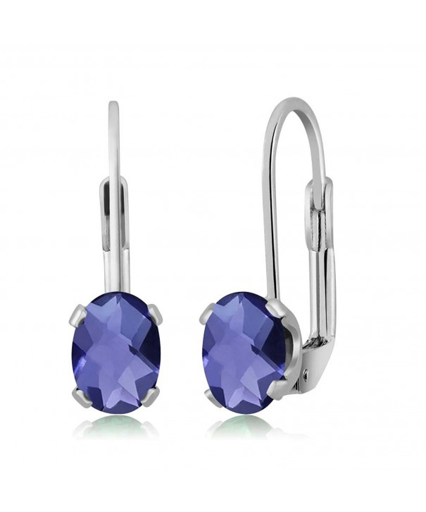 Iolite Silver 4 prong Leverback Earrings