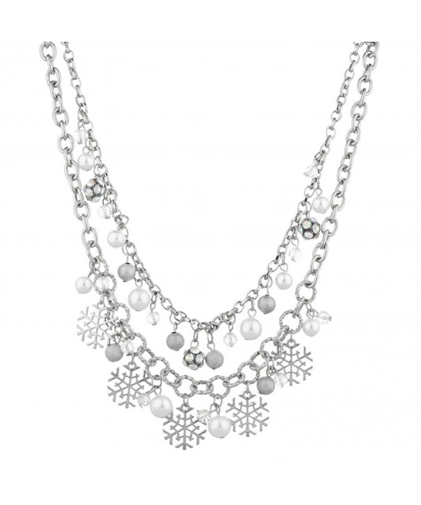 Lux Accessories Christmas Snowflake Necklace