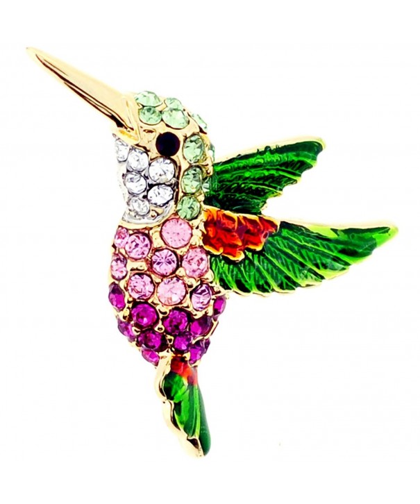 Multicolor Crystal Hummingbird Lapel Pin