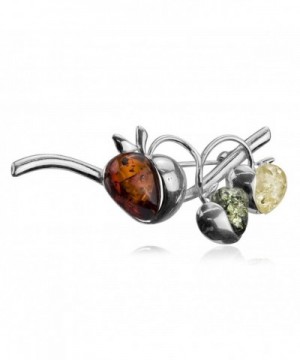 Sterling Silver Multicolor Amber Brooch