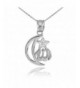 Sterling CZ Accented Islamic Crescent Necklace