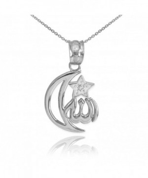 Sterling CZ Accented Islamic Crescent Necklace