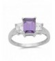Simulated Amethyst Polished Sterling Silver
