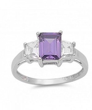 Simulated Amethyst Polished Sterling Silver