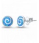 Spiral Earrings Created Blue Sterling