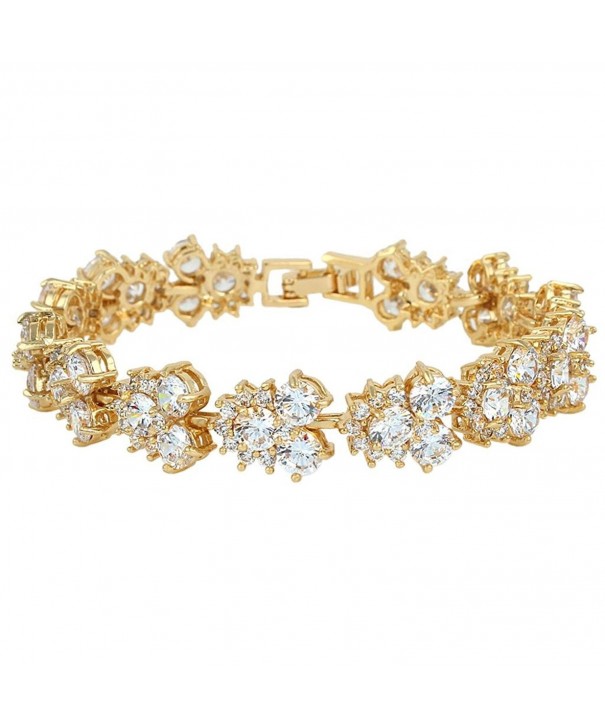 EVER FAITH Zirconia Bracelet Gold Tone