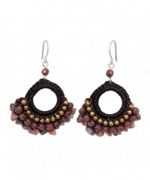 NOVICA Rhodonite Chandelier Earrings Sterling