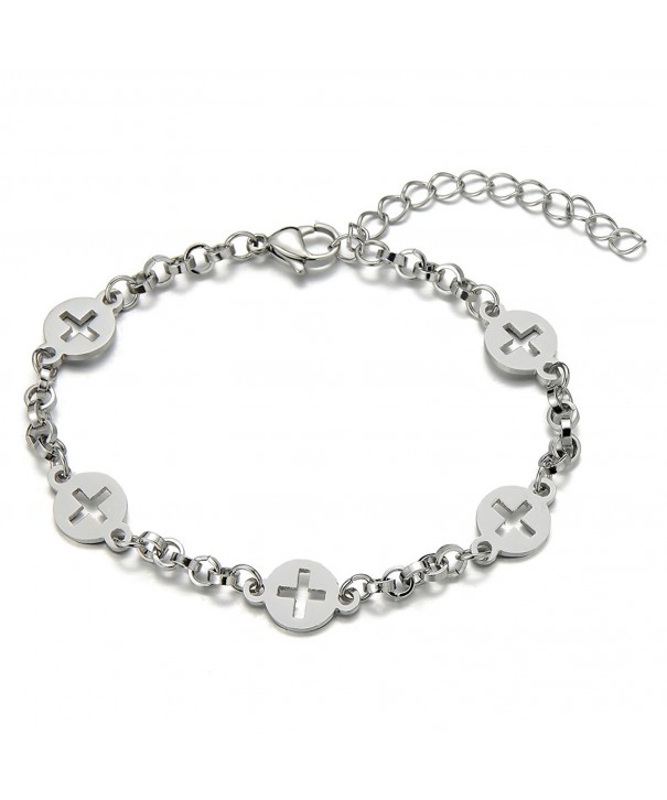 Stainless Anklet Bracelet Circles Crosses