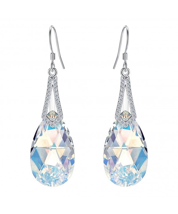 EleQueen Sterling Teardrop Iridescent Swarovski