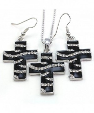 Stripe Christian Pendant Necklace Earrings