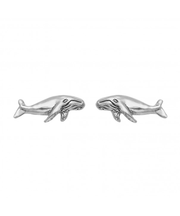 Sterling Silver Humpback Whale Earrings