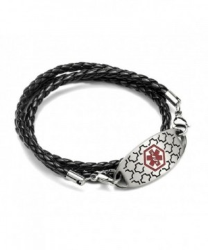 Engraved Stainless Medical Bracelets Leather