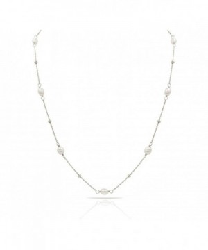 Sterling Freshwater Cultured Necklace Rhodium