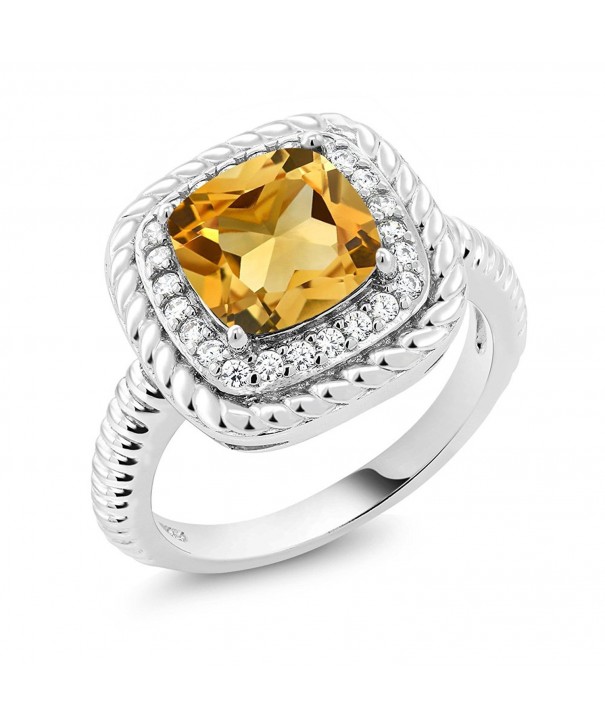 Cushion Yellow Citrine Sterling Engagement