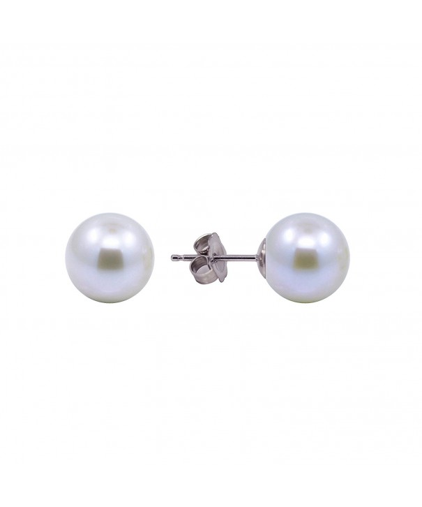 White 4 5 5 0mm Round Cultured Earrings