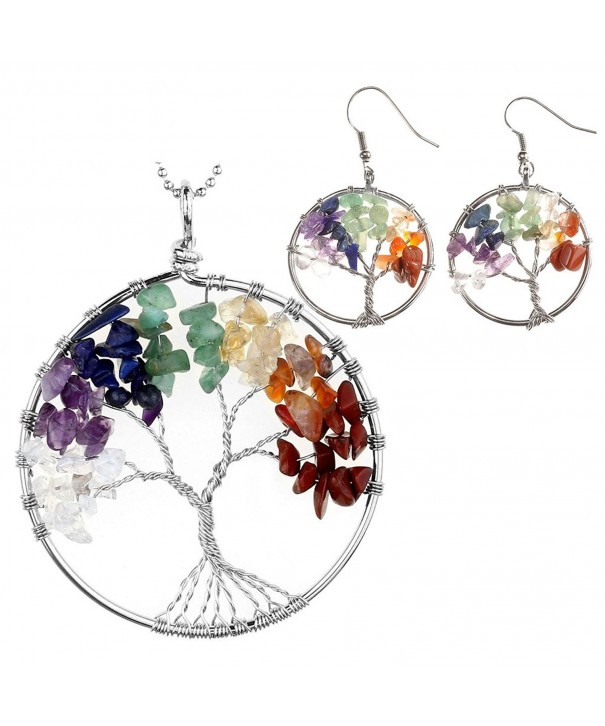 Chakras Healing Crystal Necklace Earrings