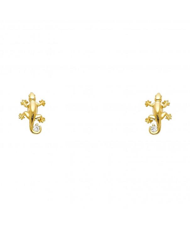 Yellow Gold Lizard Earrings Screw