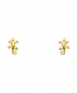 Yellow Gold Lizard Earrings Screw