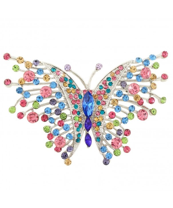 EVER FAITH Swallowtail Multicolor Silver Tone