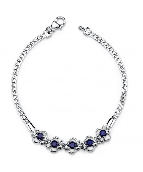 Created Sapphire Bracelet Sterling Rhodium