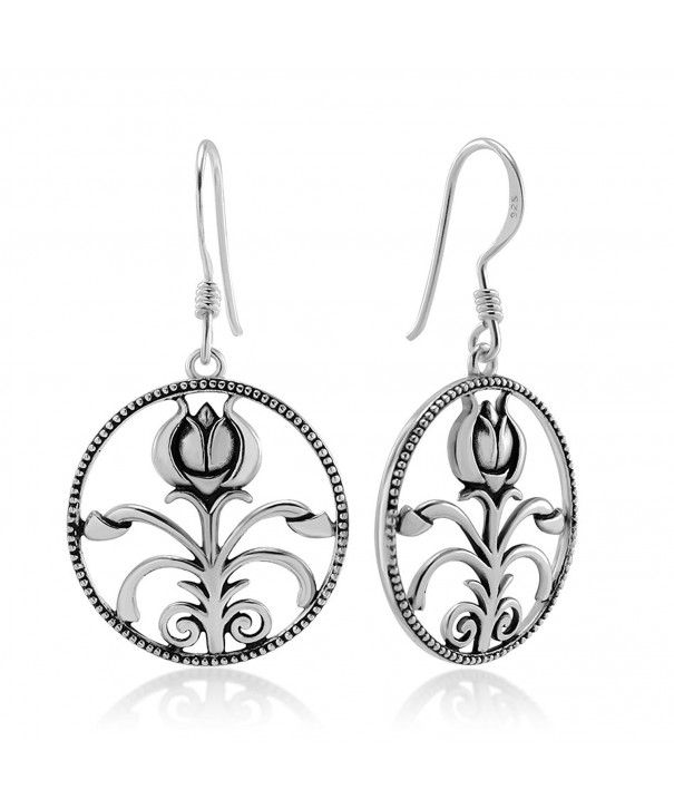 Oxidized Sterling Silver Flower Earrings