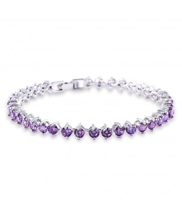 GULICX Womens Amethyst Zirconia Bracelet