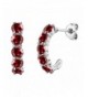 Sterling Silver Round Garnet Earrings