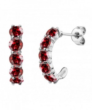 Sterling Silver Round Garnet Earrings