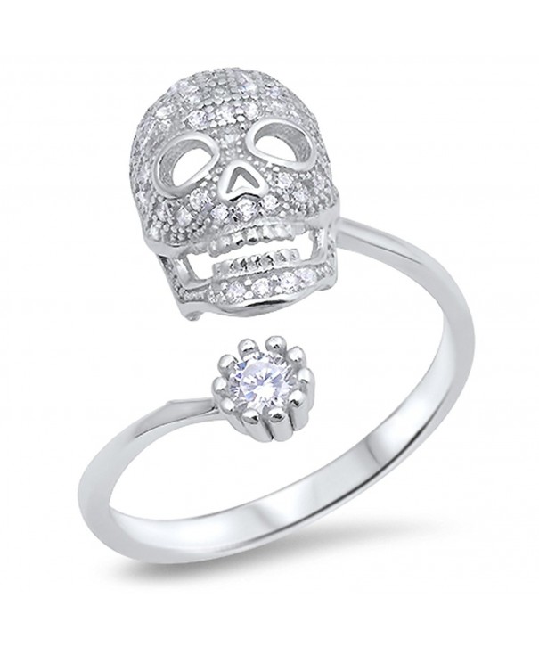 Skull Biker White Sterling Silver