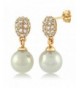 Simulated Pearl Dangle Earrings Zirconia