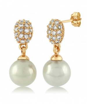 Simulated Pearl Dangle Earrings Zirconia