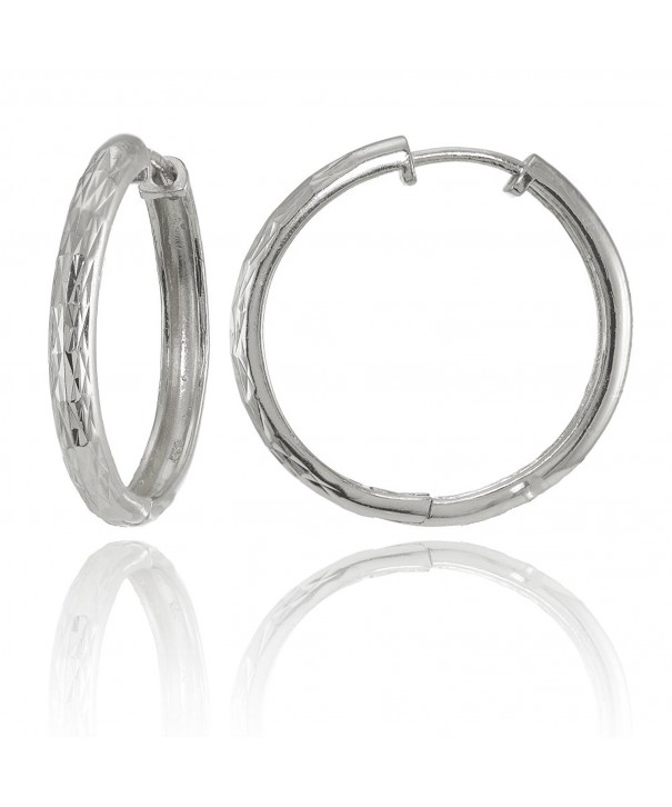 Sterling Silver Diamond Cut Hinged Earrings