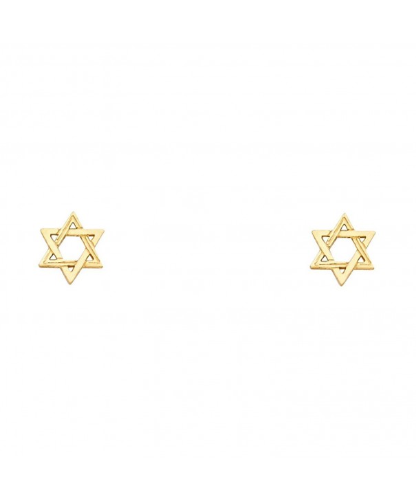 Yellow Gold Star David Earrings