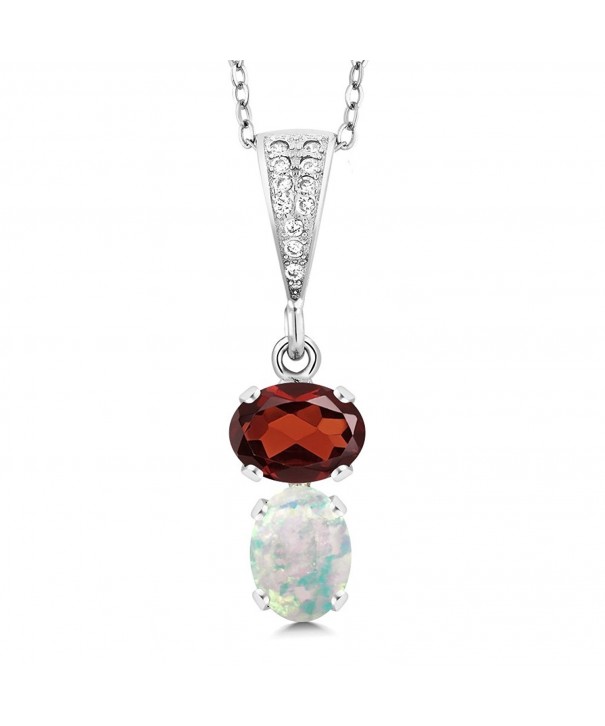 Garnet Simulated Sterling Silver Pendant