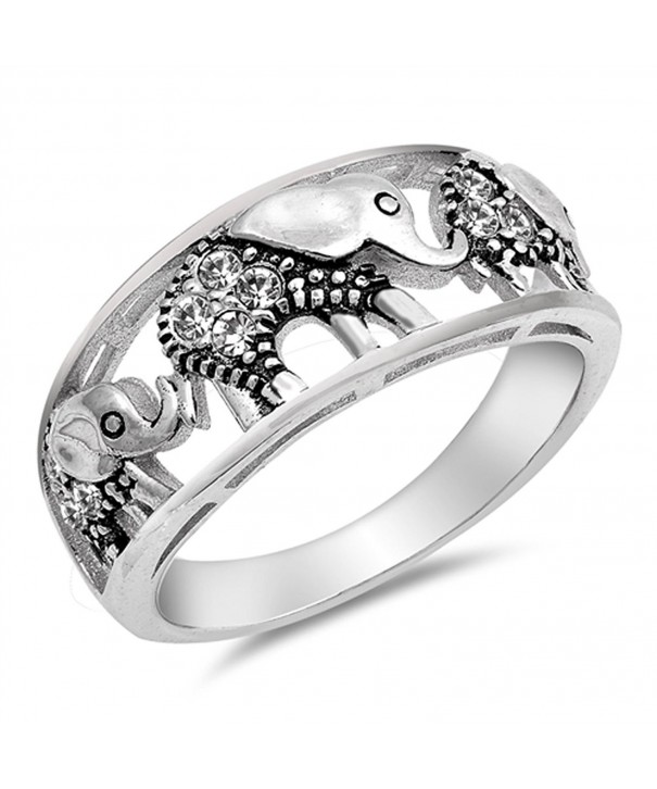 White Filigree Elephant Sterling Silver