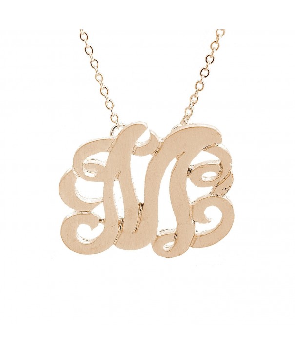 Brushed Metal Initial Monogram Necklace