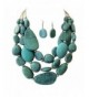 Statement Turquoise Stone simulated Necklace Earrings