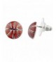 Lux Accessories Silvertone Basketball Earrings