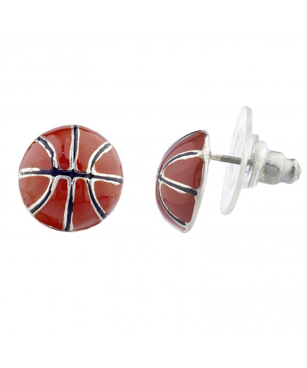 Lux Accessories Silvertone Basketball Earrings