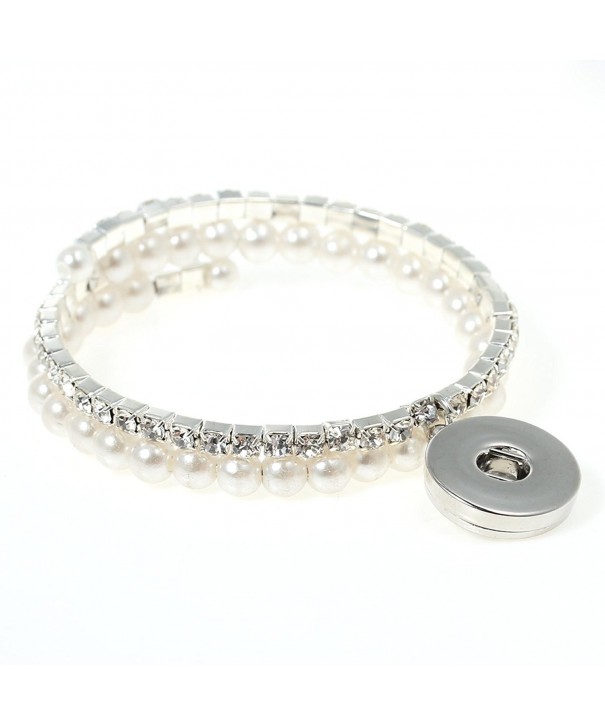 Button Chunk Bracelet Silver Rhinestone