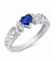 Simulated Sapphire Solitaire Sterling Silver