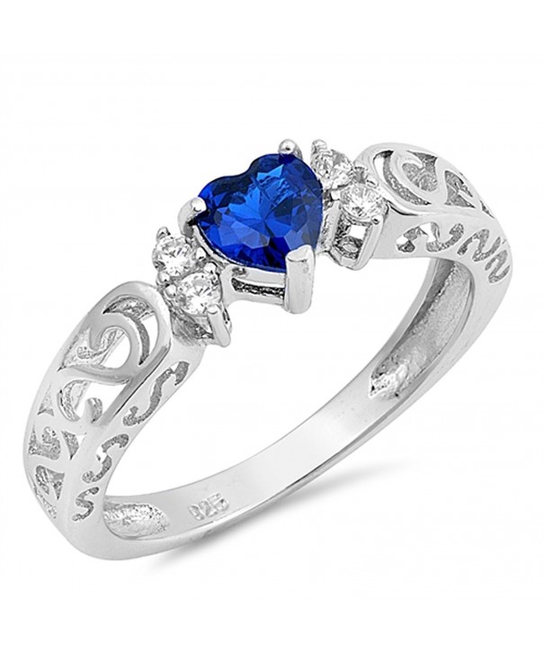 Simulated Sapphire Solitaire Sterling Silver