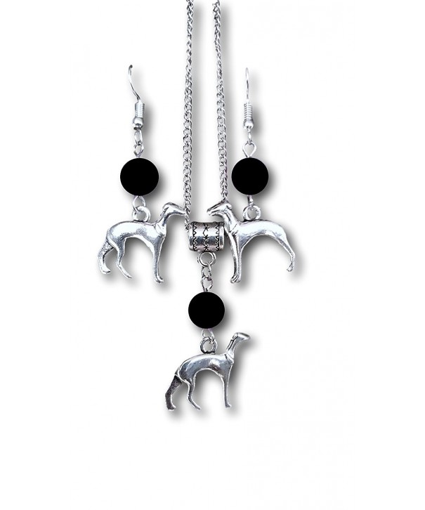 Greyhound Charm Necklace Earrings Pashal