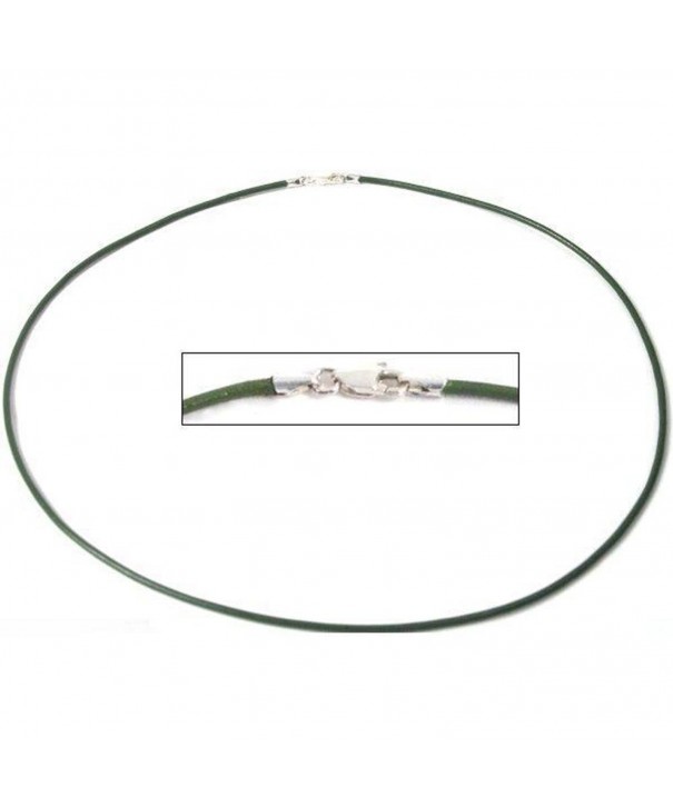 Leather Cord Necklace Green 16