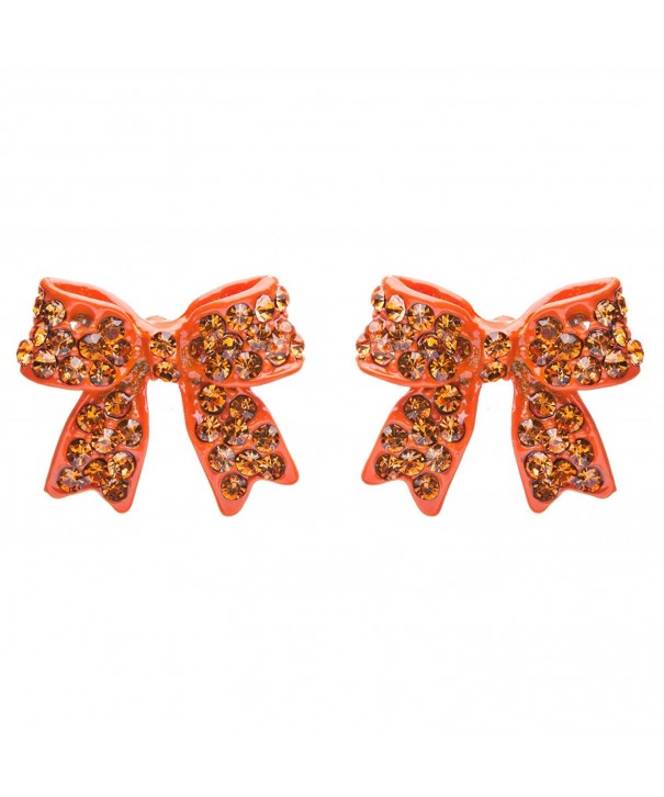 Fashion Crystal Ribbon Earrings Orange