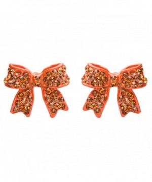 Fashion Crystal Ribbon Earrings Orange